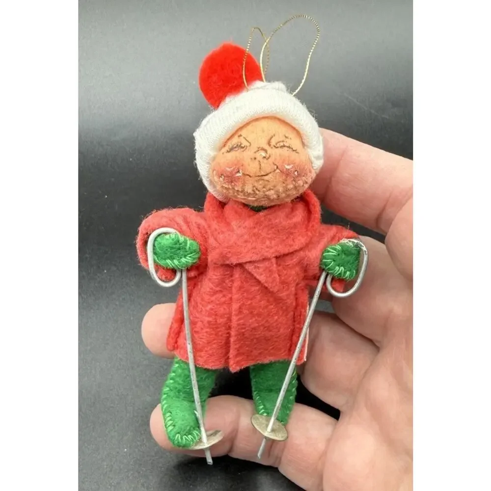 Vintage Annalee Mobilitee Dolls Skier Christmas Tree Ornament 1990 -Lo16